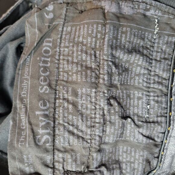 Galliano Black Waxed Moto Jeans 32 Ankle Zip Pockets Military Trenchcore Italy - Picture 12 of 15
